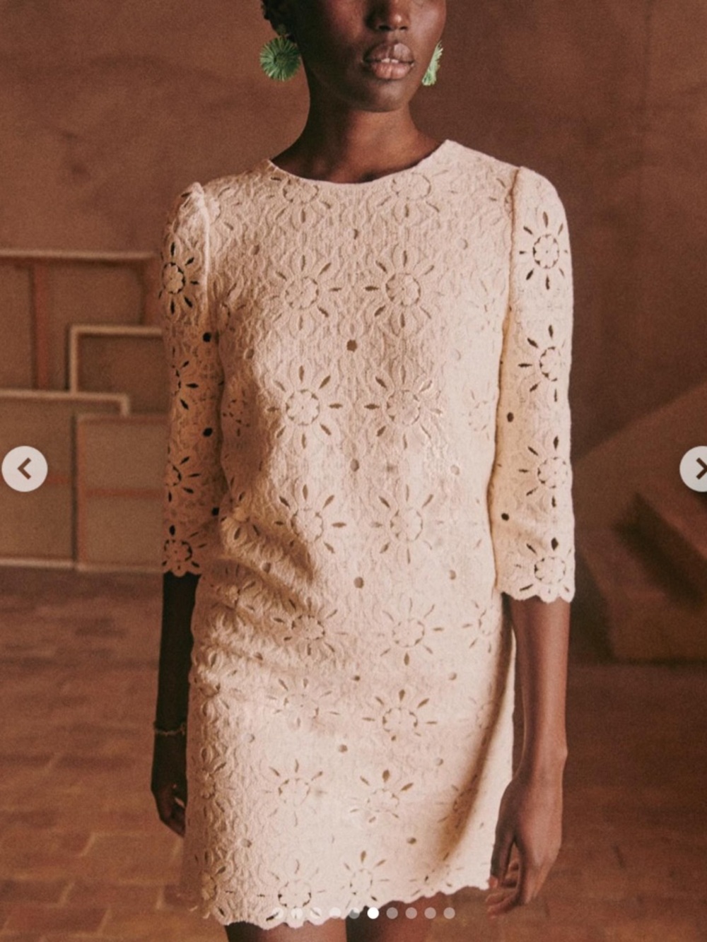 Sézane Krissy Lace Dress Ecru NWT Size 36 (US 4)
